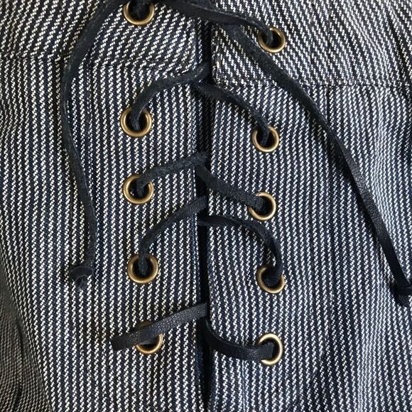 NWT Urban Outfitters Blue Pinstripe Lace Tie Skirt - Picture 5 of 7